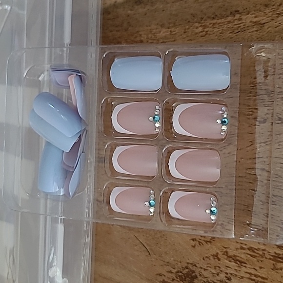 2/$16 Rhinestone Blue Long Press On Nails - Picture 15 of 16